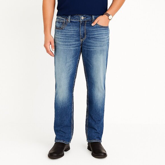 Seven7 Other - Seven7 Distressed Straight Leg Jeans Medium Wash Contrast Stitch Men’s 40x32